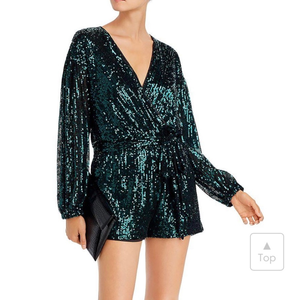 Aqua Sequined crossover romper worn once